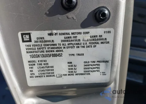 2005 Chevrolet Silverado 1500Hd Lt z USA, uszkodzony, nr VIN 1GCGK13UX5F888452